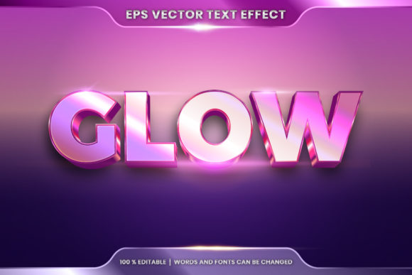 Text Effect Font Style in 3d Glow Words
