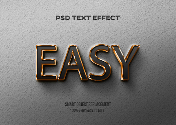 Text Effect - Gold Black Glossy Style